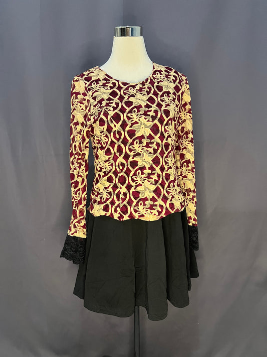 No Ren Wei Gold Flower Pattern (Maroon)