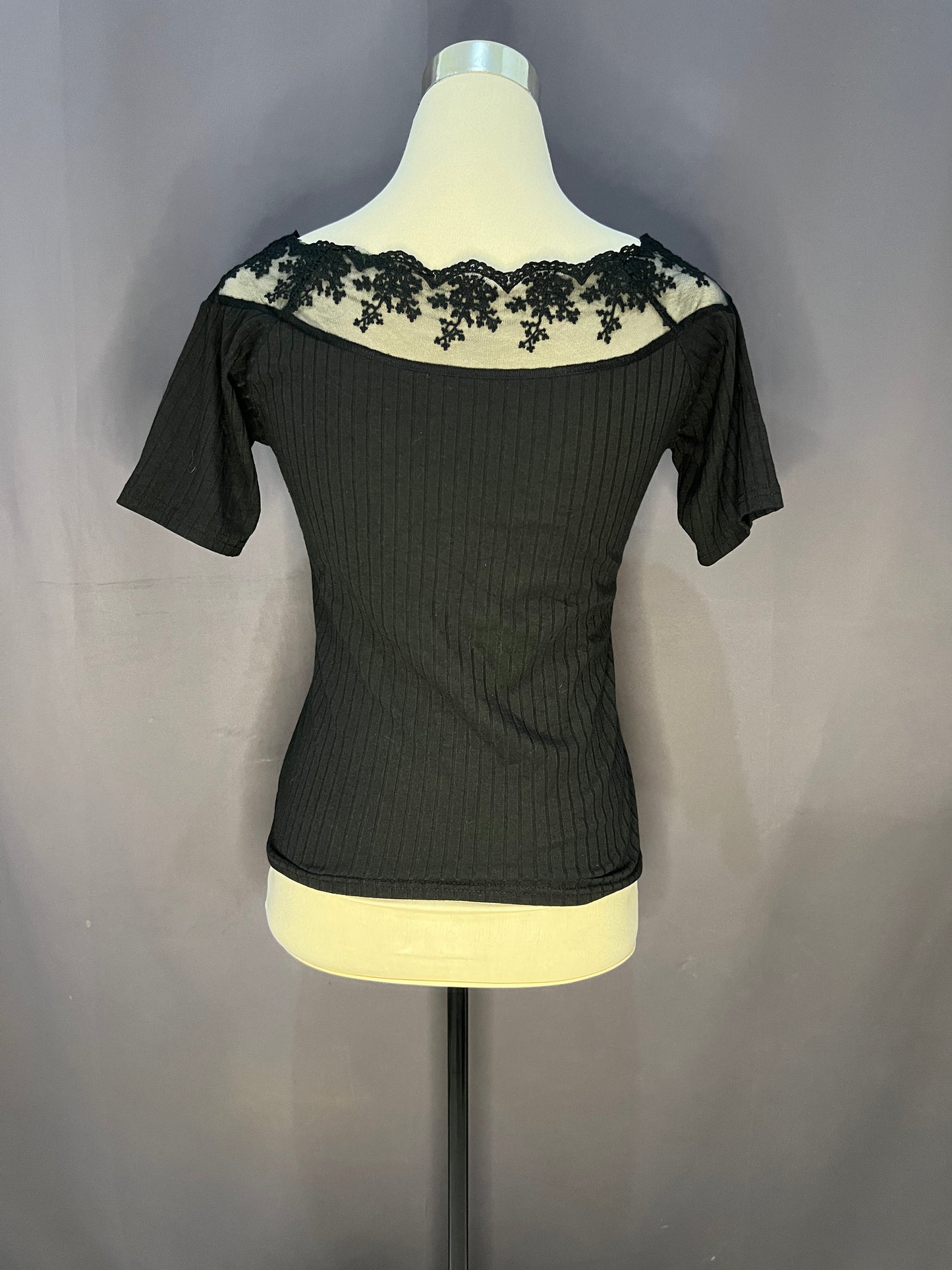 Generic Plain See Through Neckline (Black-Corduroy)