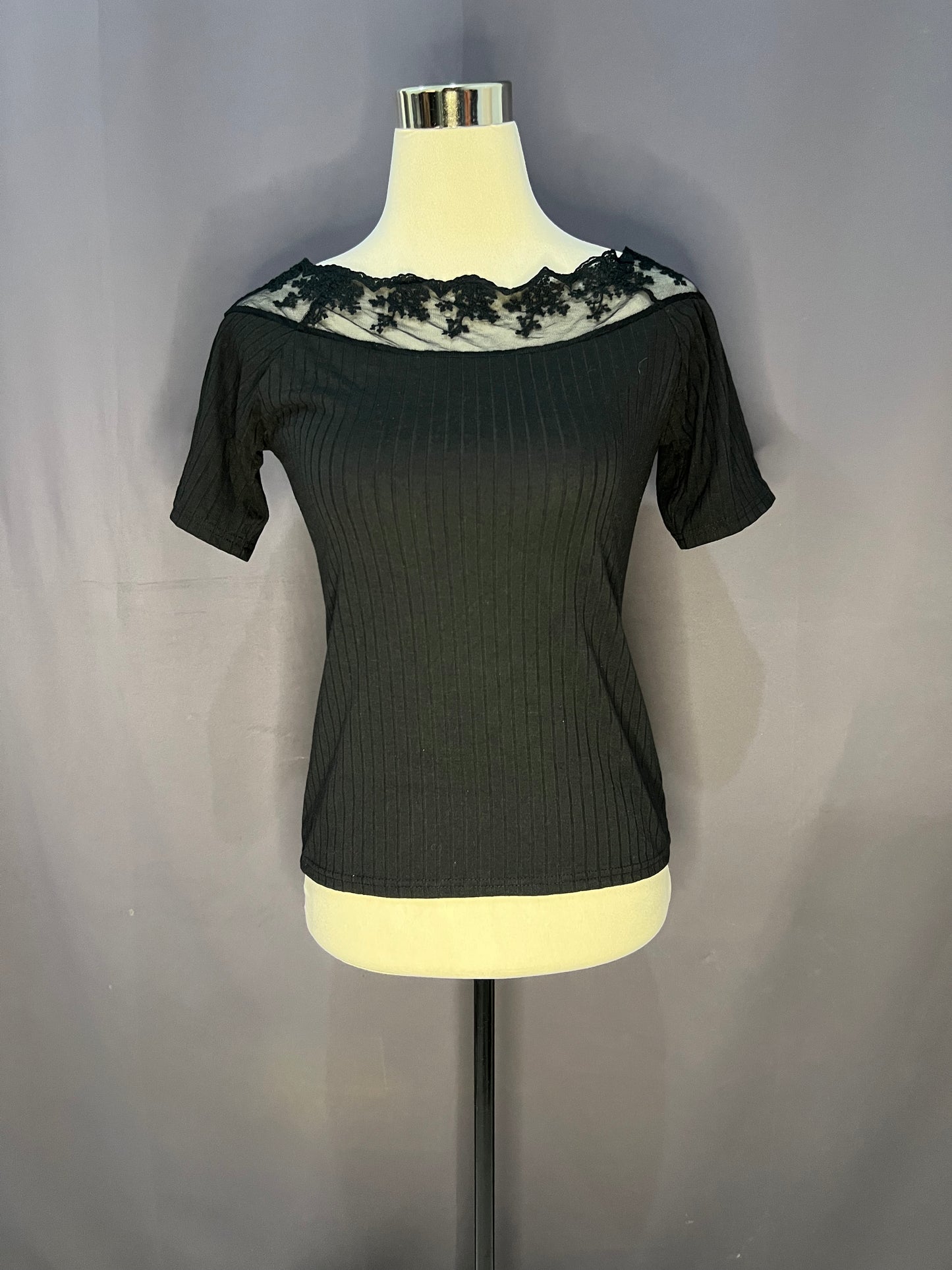 Generic Plain See Through Neckline (Black-Corduroy)