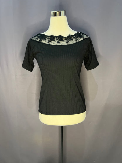 Generic Plain See Through Neckline (Black-Corduroy)