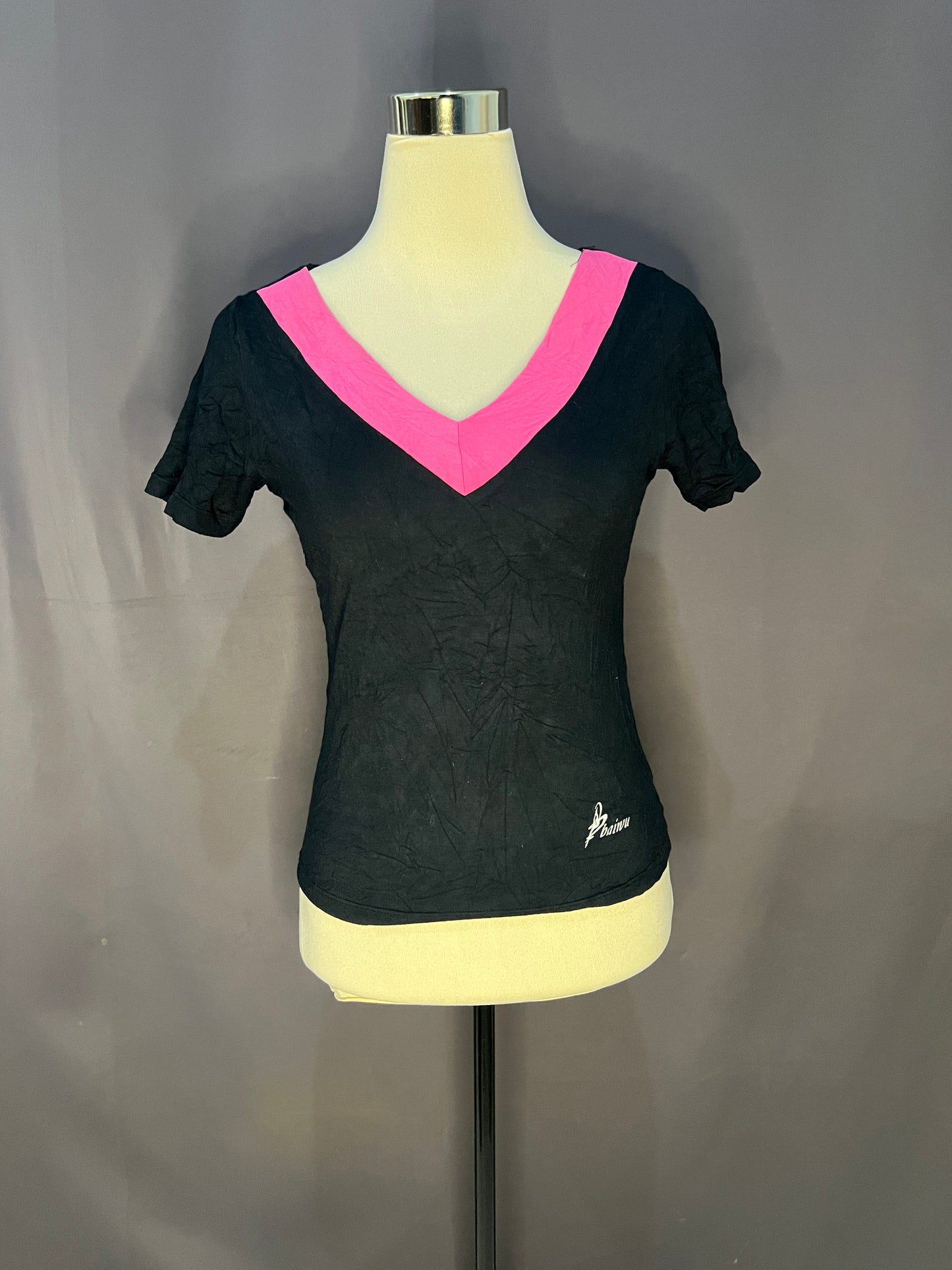 Generic Plain with Pink Neck Line (Black-Cotton)